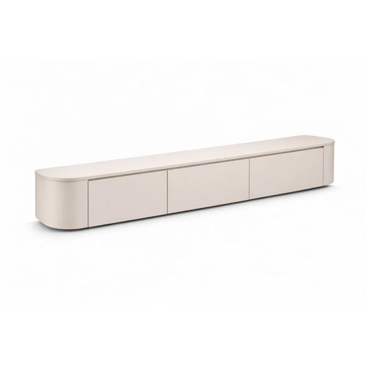 Japandi TV Unit – Curved Side Design